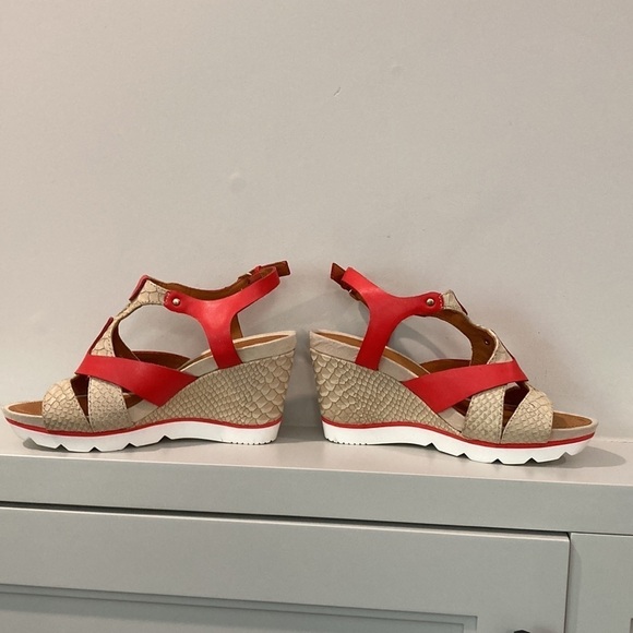 Geox Red Sophie Colour Block Sporty Wedge Sandals - Picture 9 of 16